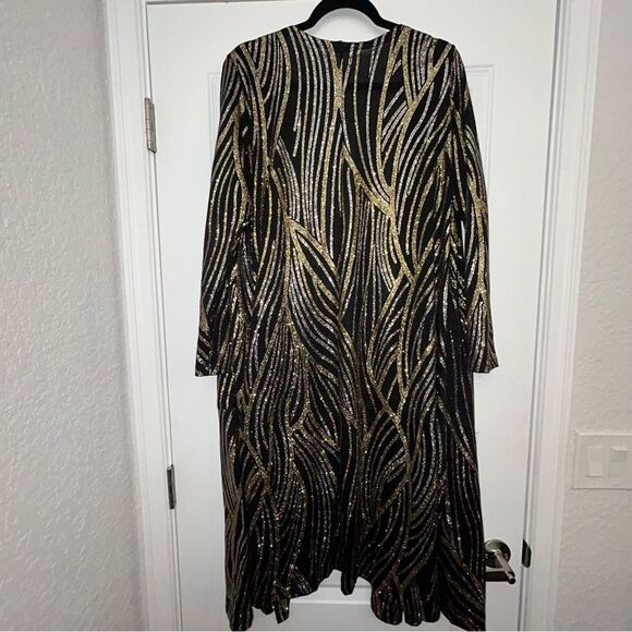 Lularoe Metallic Glitter Statement Long Sleeve Sarah Duster Long Cardigan Top - Picture 10 of 11